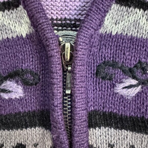 Vintage Purple Pattered Striped Sweater Vest with Zipper - Picture 4 of 5